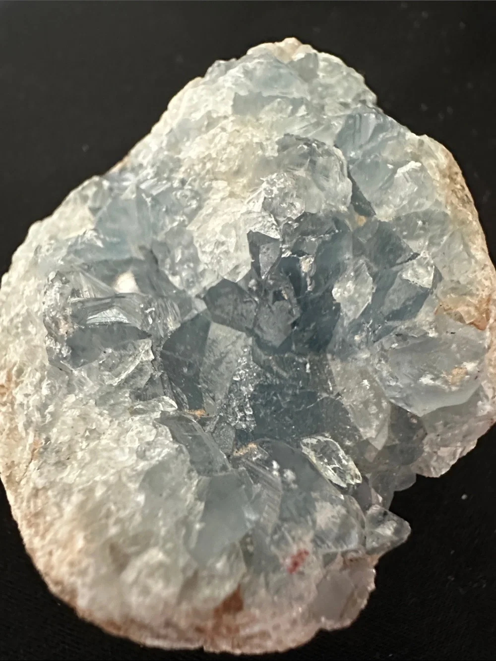 Celestine NWOT genuine gemstone geode. Sky blue crystal clusters